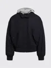 Prada Hooded Jacket Front Pockets Ribbed Trim In Blue