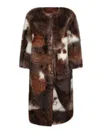 Prada Patchwork Shearling Coat In Multi