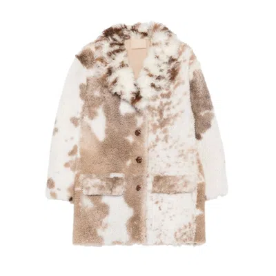 Prada Sheepskin Flap-pockets Coat In Multi