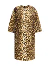 Prada Coat With Animal Print In Cacao