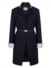 Prada Long-sleeved Coat In Blue