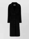 Prada Cappotto In Misto Lana Nera Donna
