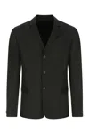 Prada Structured Silk Blazer With Notch Lapel In Black