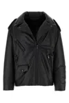 Prada Black Nappa Leather Padded Jacket In Black