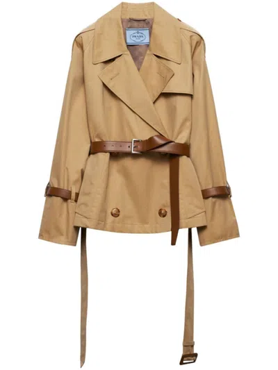 Prada Trench Coat Woman Honey In Beige