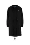 Prada Techno Fabric Raincoat In Black
