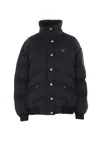Prada Cotton Padded Jacket Stand-up Collar In Black