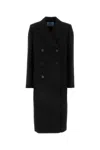 Prada Virgin Wool Coat In Black