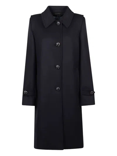 Prada Single-breasted Blue Wool Coat