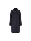 Prada Coat With Button Detailing And Side Pockets In Blue