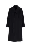Prada Wool Blend Coat With Buttoned Cuffs In Blue