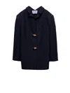 Prada Wool Jewel-button Coat In Blue
