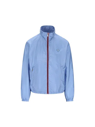 Prada High-neck Nylon Jacket In Blue