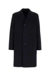 Prada Wool Coat With Long Sleeves And Notched Lapel In Blue