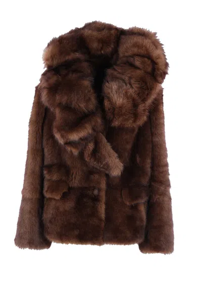 Prada Leather Jackets In Brown