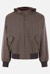 Prada Wool Checked Bomber Jacket In Brown