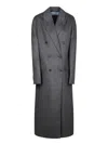 Prada Back Slit Wool Blend Coat In Gray