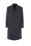Prada Tailored Grey Coat With Notched Lapel In Gray