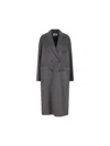Prada Back Slit Wool Blend Coat In Gray