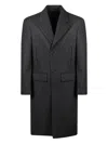 Prada Tailored Grey Coat With Notched Lapel In Gray