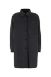 Prada Cappotto In Misto Lana Grigio Scuro Donna In Grey
