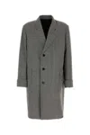 Prada Embroidered Wool Blend Coat With Notch Lapel In Multi