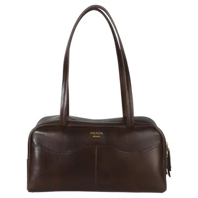 Pre-owned Prada Cocoa Brown Antiqued Calfskin Large Carry Shoulder Bag