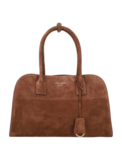 Prada Cocoa Brown Logo Medium Tote