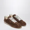 Prada Cocoa-coloured Sneakers In Suede Leather In Brown