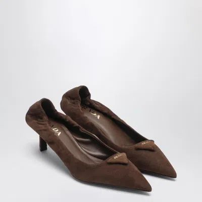 Prada Cocoacolored Suede Pumps In Brown