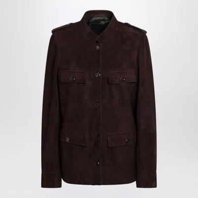 Prada Jacket Structured Shoulders Epaulettes Flap Pockets In Brown