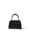 Prada Coffret Medium Leather Handbag In Black