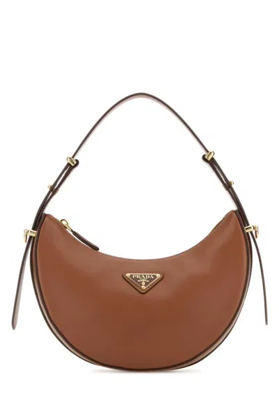 PRADA WOMEN COGNAC ARQU SMALL SHOULDER BAG