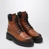 Prada Cognac-coloured Ankle Boots In Leather And Re-nylon In Brown