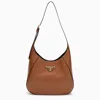 Prada Triangle-logo Leather Shoulder Bag In Orange
