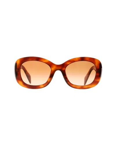 Prada Cognac Tortoise Oval Frame Sunglasses