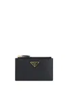 Prada Womens Black Brand-plaque Small Saffiano Leather Wallet In Black