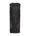 Prada Nappa Leather Patchwork Dress In Black