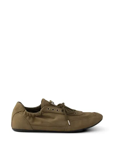 Prada Collapse Canvas Sneakers In Green