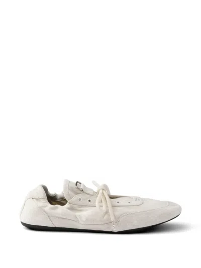 Prada Collapse Denim Sneakers In Neutral
