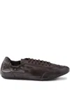 Prada Collapse Leather Sneakers In Black