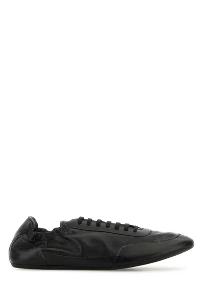 Prada Collapse Leather Sneaker For Men In Black