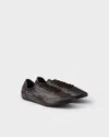 Prada Collapse Leather Sneakers In Brown