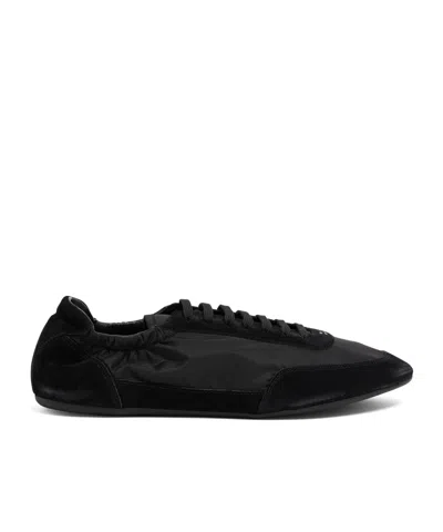 Prada Collapse Re-nylon And Suede Elasticized Sneakers In Black