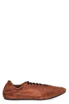 Prada Round Toe Elastic Sneakers In Brown