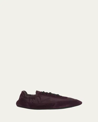 PRADA COLLAPSE LOW-TOP SUEDE SNEAKERS