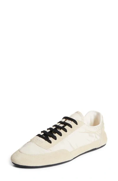 Prada Collapse Mixed Media Low Top Sneaker In Avorio