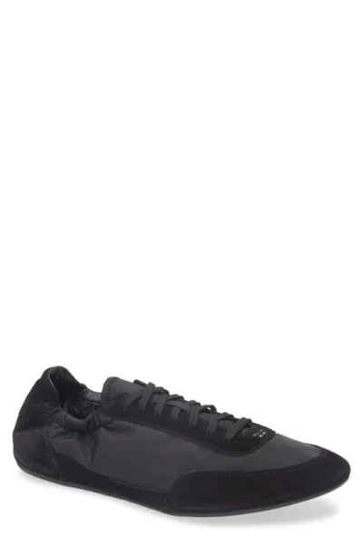 Prada Collapse Mixed Media Low Top Sneaker In Black