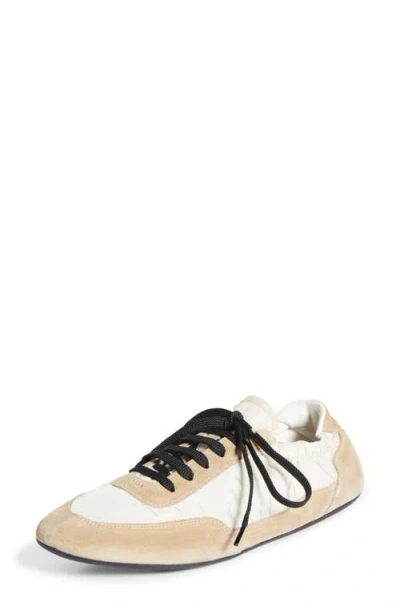 Prada Collapse Mixed Media Low Top Sneaker In Neutral