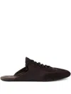 Prada Collapse Mules Aus Re-nylon Und Wildleder In Brown